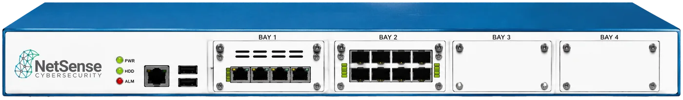 NetSense Edge Extreme 8P appliance, front and rear