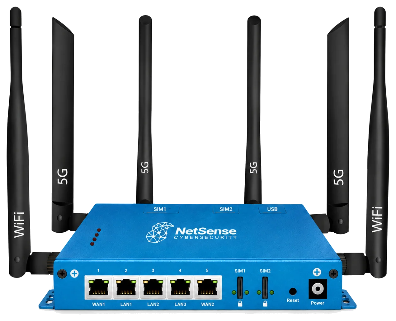 NetSense Edge Ultra 5D2-W6 appliance, front and rear